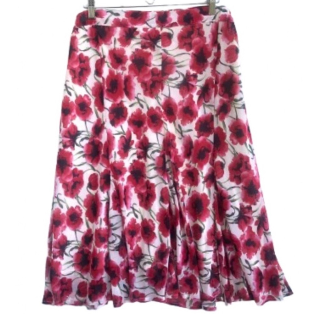 Jaclyn Smith flirty floral poppy midi skirt 2X